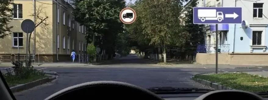 Вы управляете грузовым автомобилем с разрешённой максимальной массой не более 3,5 т. В каком направлении Вам разрешено дальнейшее движение?