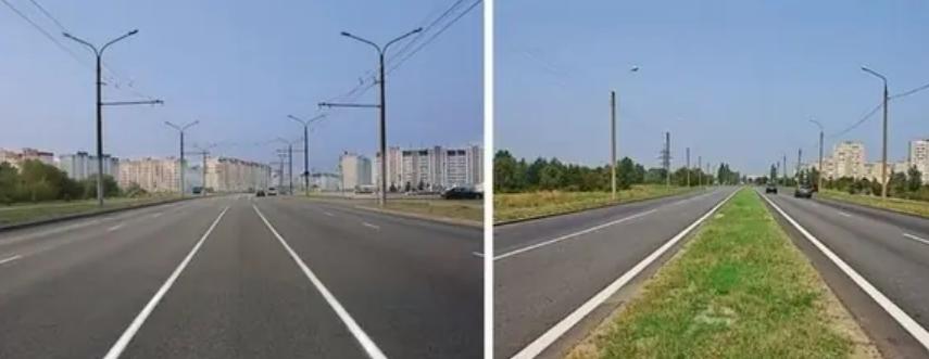 На каком рисунке изображена дорога с разделительной полосой?