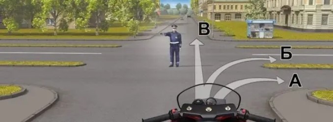 Сравнение экзаменационных ситуаций: сигнал регулировщика — пример 6_2_26