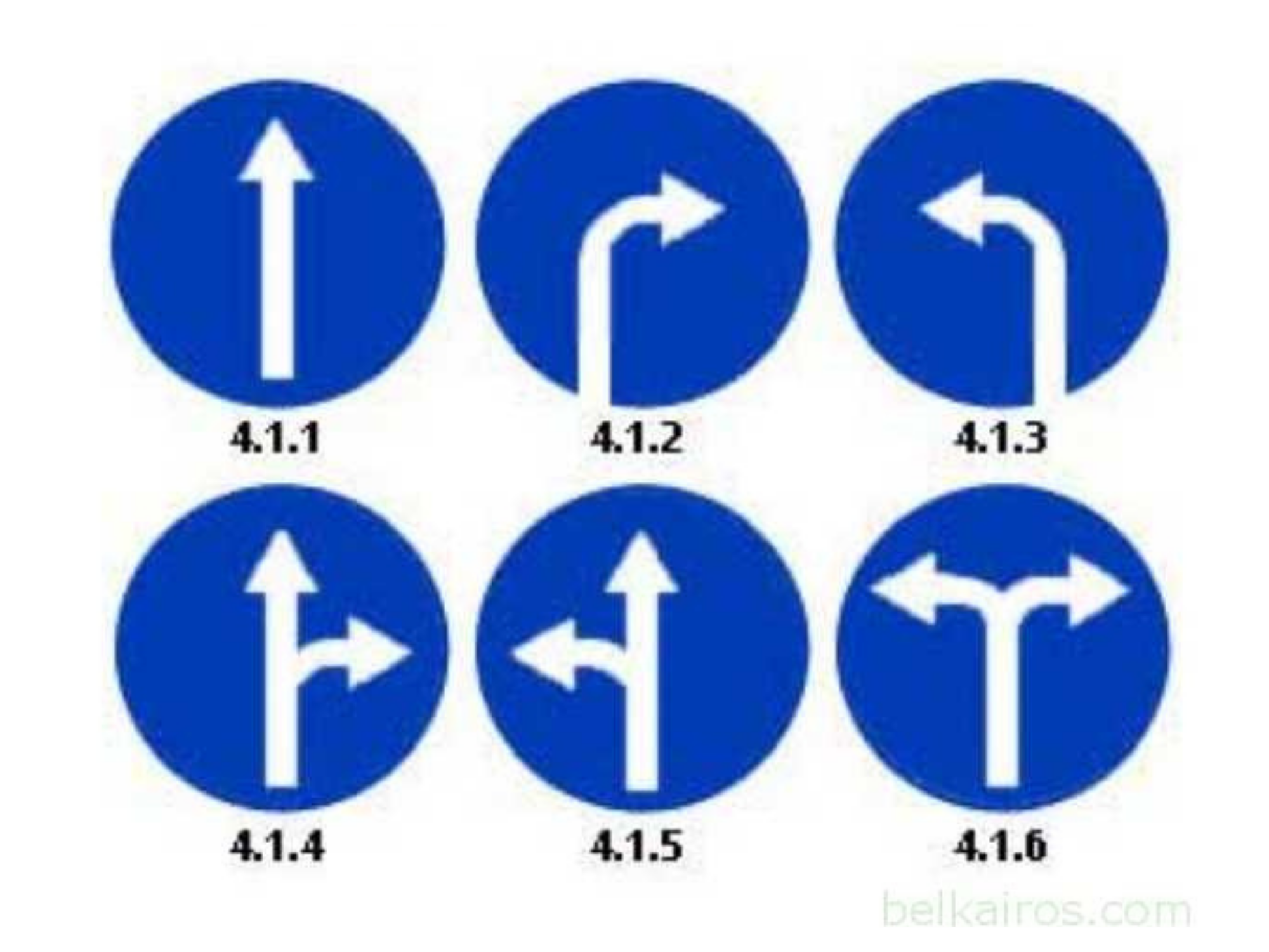 Предписывающие знаки 4.1.1–4.1.6